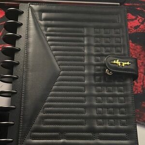 Black Office Planner with Textured Design and Spiral Binding